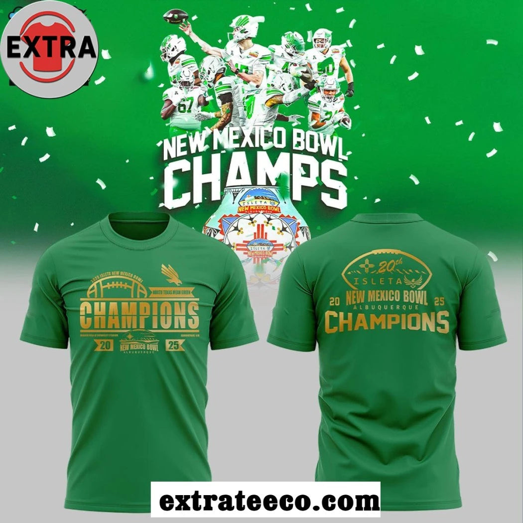 Original North Texas Mean Green 2025 New Mexico Bowl Albuquerque Champs Logo Hoodie T-Shirt
