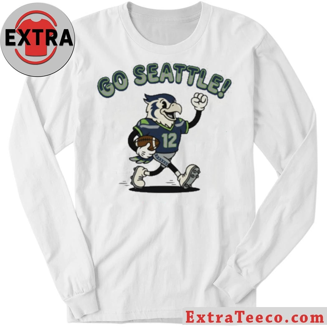 Original Number 12 Go Seattle Hawk Football Mascot T-Shirt