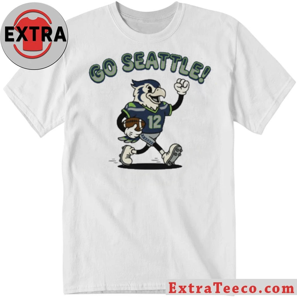 Original Number 12 Go Seattle Hawk Football Mascot T-Shirt