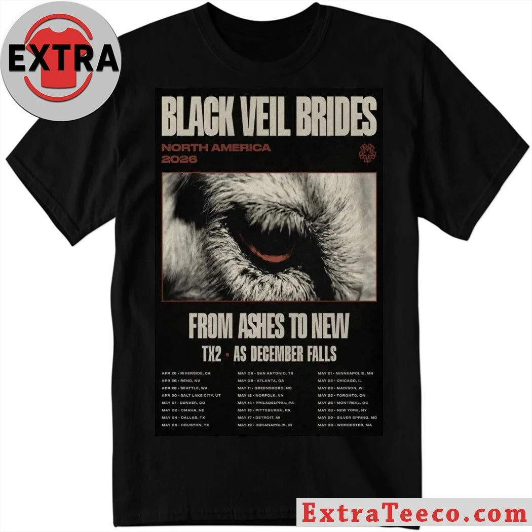 Original Poster Black Veil Brides North American Tour 2026 T-Shirt