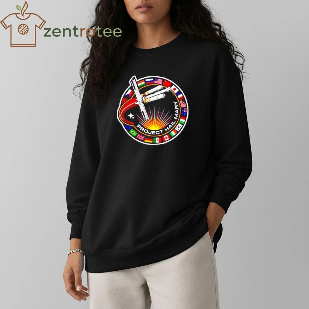 Original Project Hail Mary Spaceship With Nation Flags Mission Patch tee