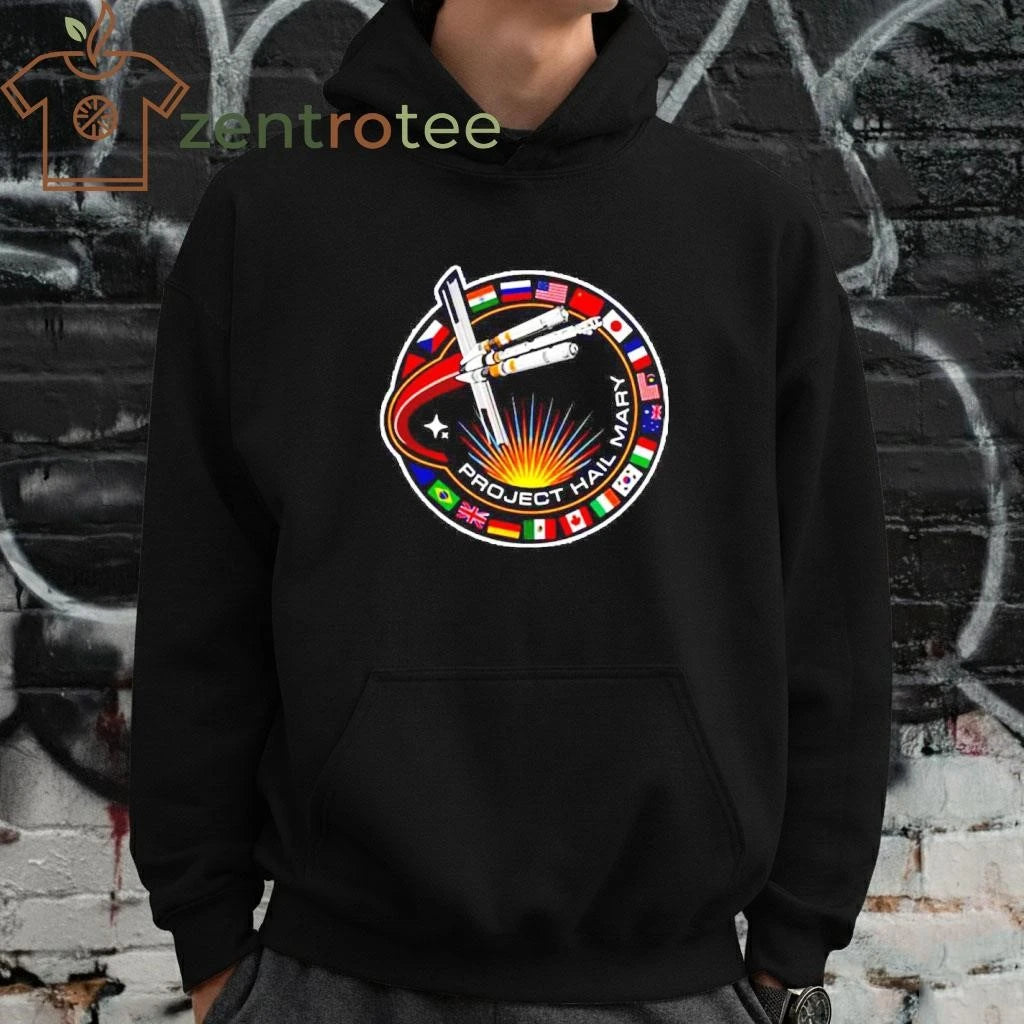 Original Project Hail Mary Spaceship With Nation Flags Mission Patch tee