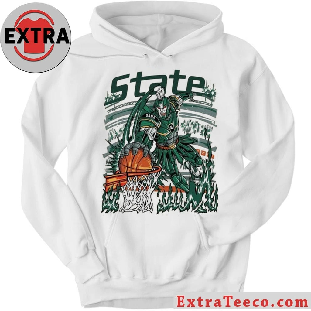 Original Sana Detroit MSU Court Gladiator Tee Cream Retro Hoops Graphic T-Shirt