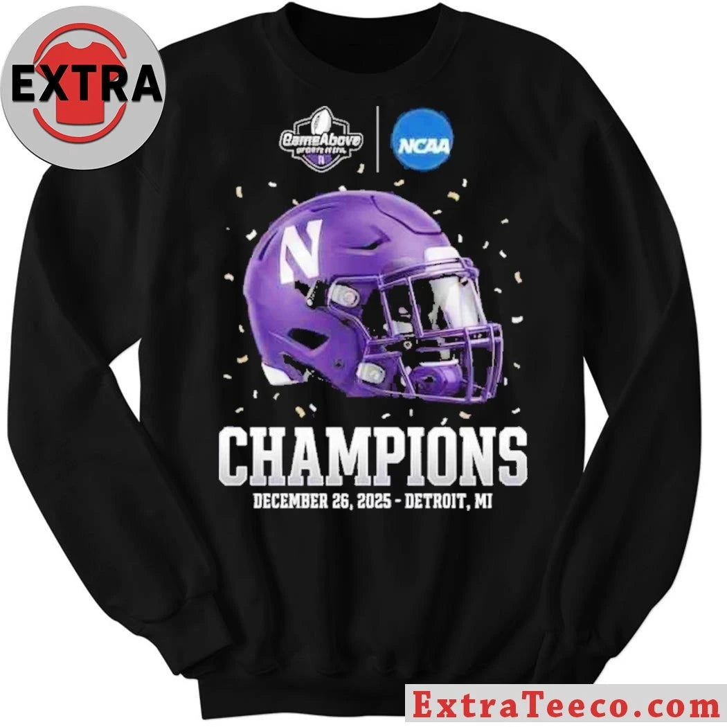 Original The Northwestern Wildcats won the GameAbove Sports Bowl on December 26, 2025, at Ford Field, Detroit, MI Helmet Shirt