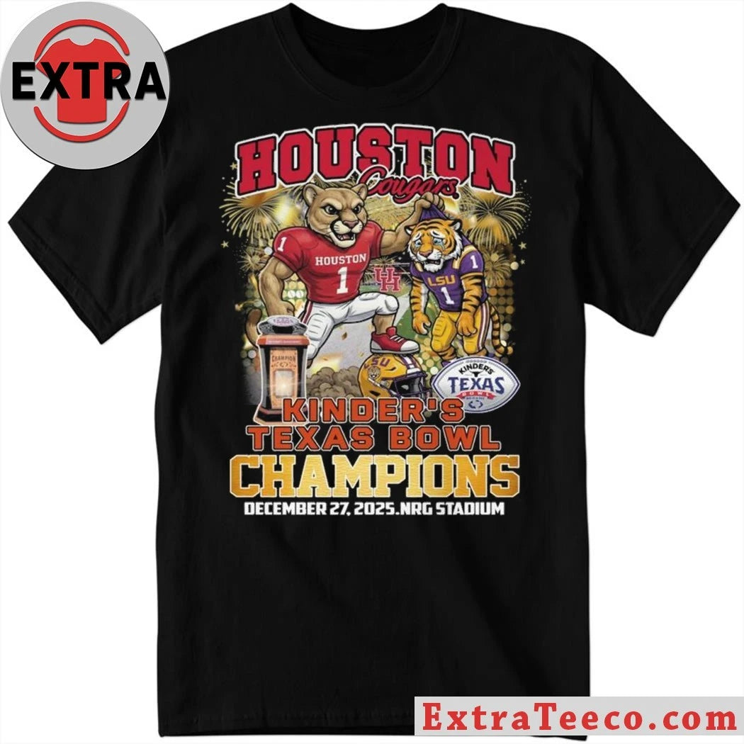 Original This t-shirt commemorates the Houston Cougars’ victory at Kinder’s Texas Bowl 2025, which will take place on December 27, 2025, at NRG Stadium.