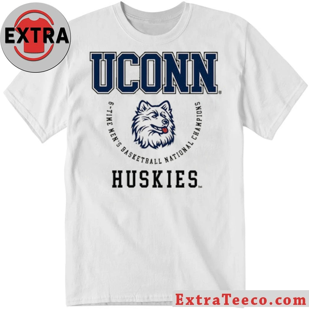Original UCONN Huskies 6 Time Men’s Basketball National Champions Banner Legacy Basketball Logo Shirt