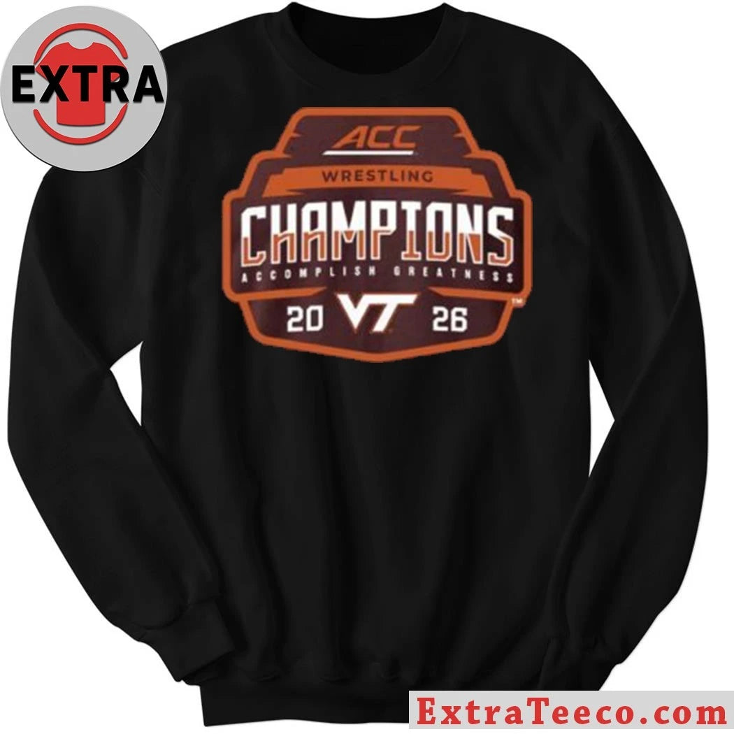 Original Virginia Tech Hokies Wrestling Back-To-Back 2026 ACC Wrestling Tournament Champions Logo Shirt