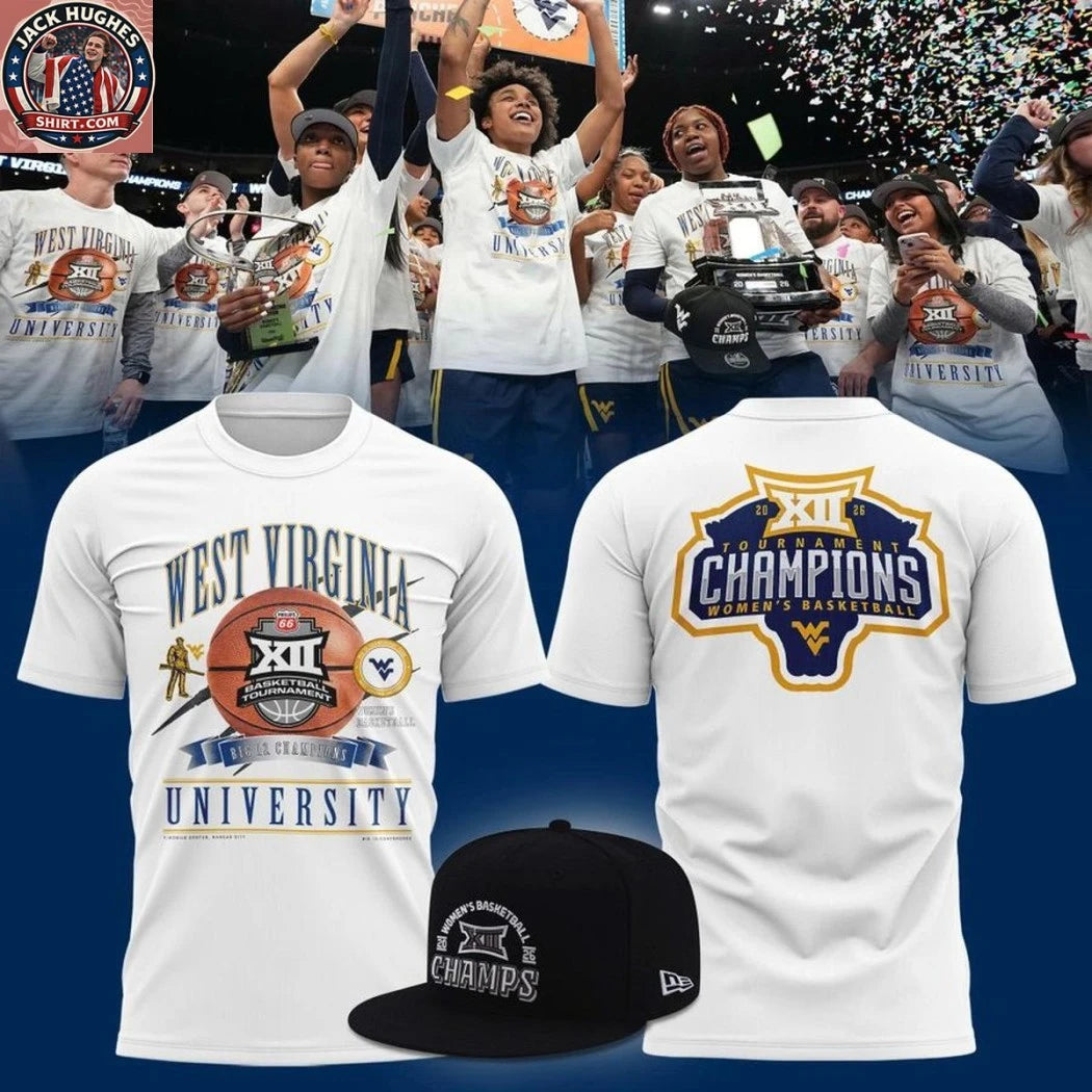 Original West Virginia University Women’s Basketball Big 12 Tournament Champions 2026 Logo Two Sided Hoodie T-Shirt