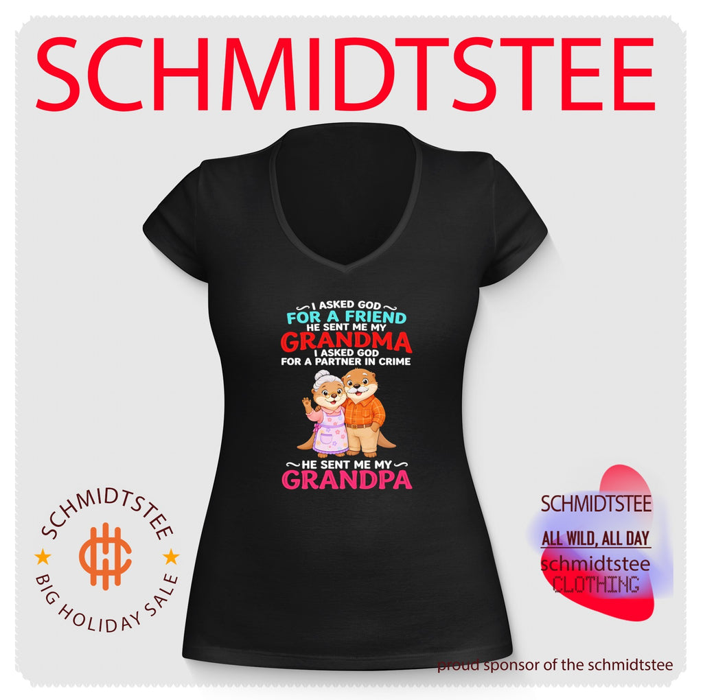 Otter I asked God for a friend he sent me my grandma I asked God for a partner in crime he sent me my grandpa shirt