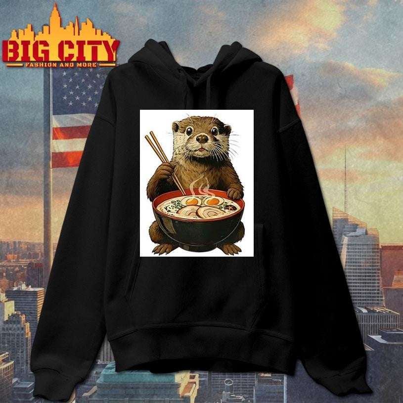 Otter eating ramen cartoon shirt