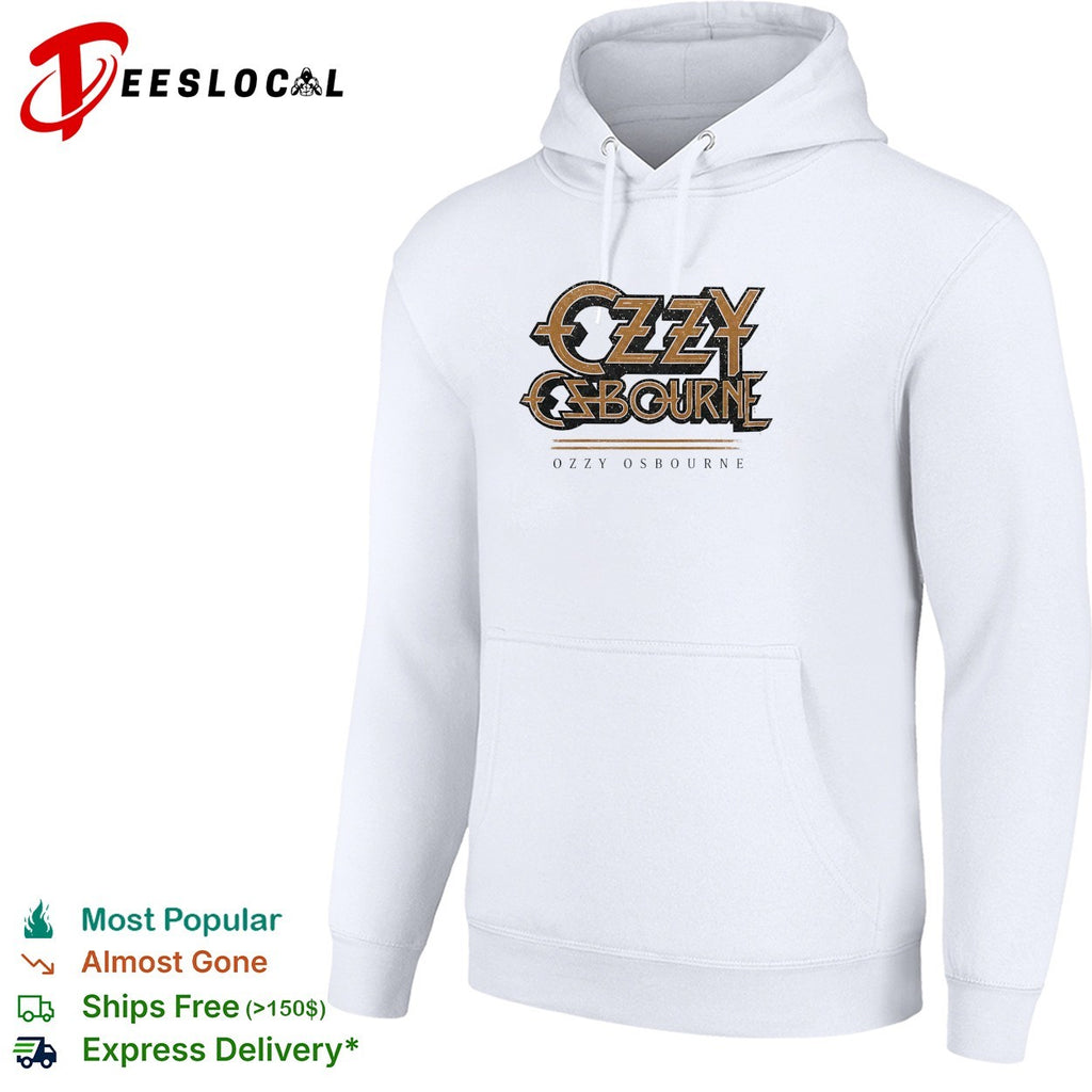 Ozzy Osbourne classic rock band logo black and gold bold typography shirt