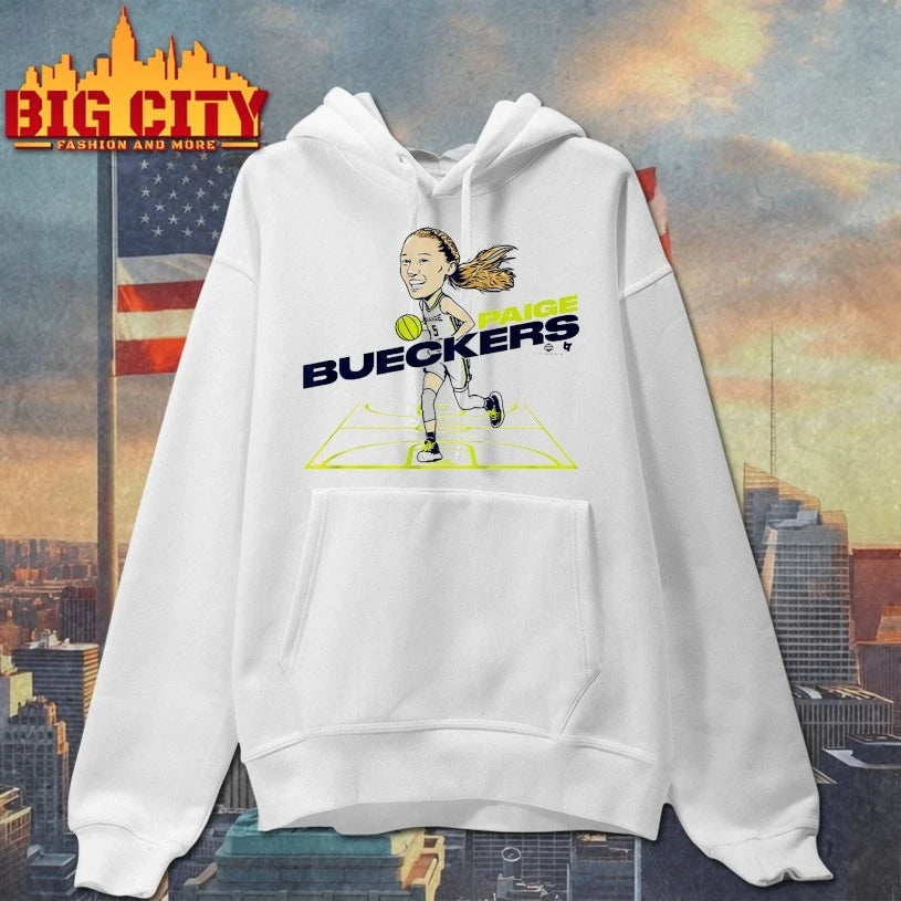 Paige Bueckers Dallas Caricature white shirt