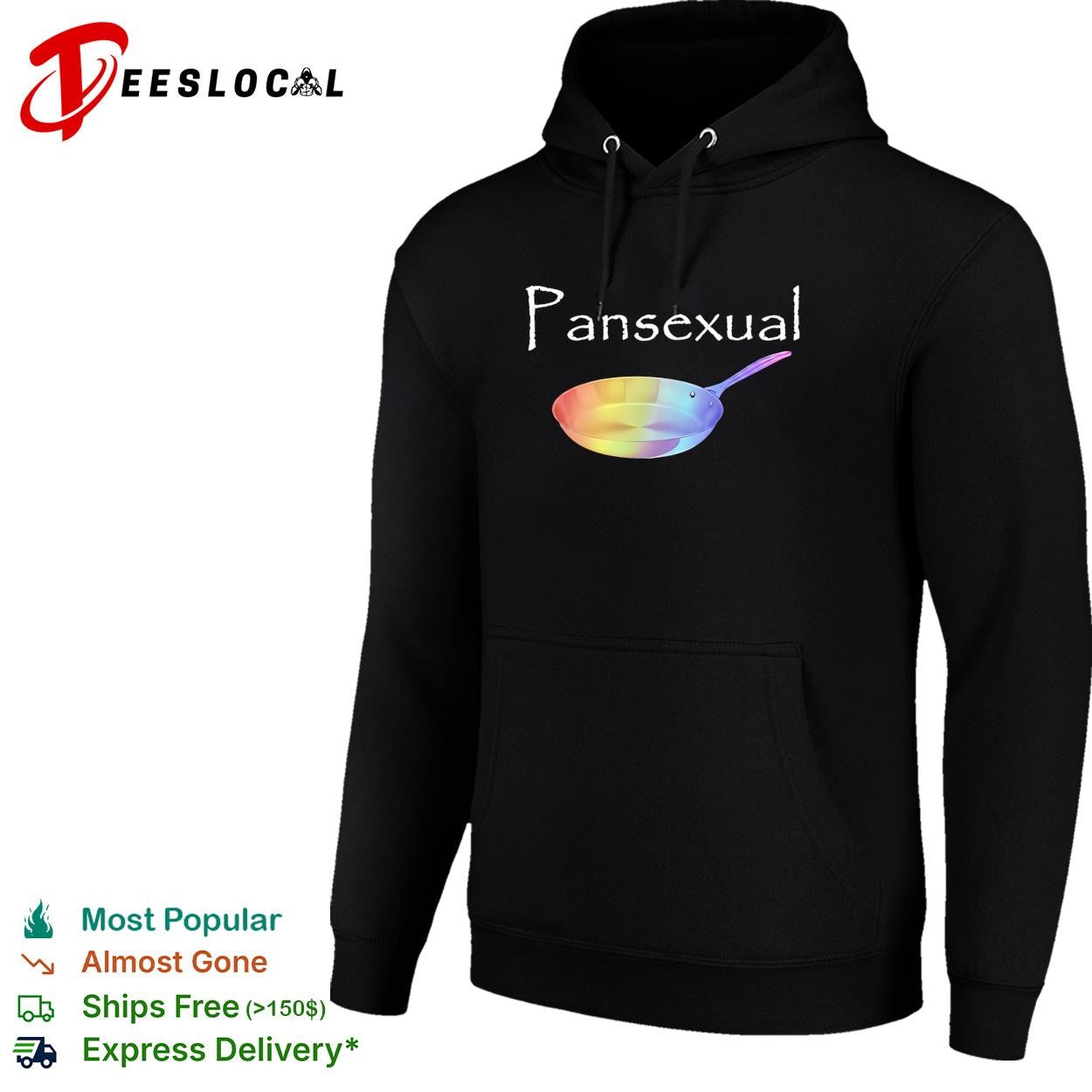 Pansexual frying pan with LGBT flag pattern shirt