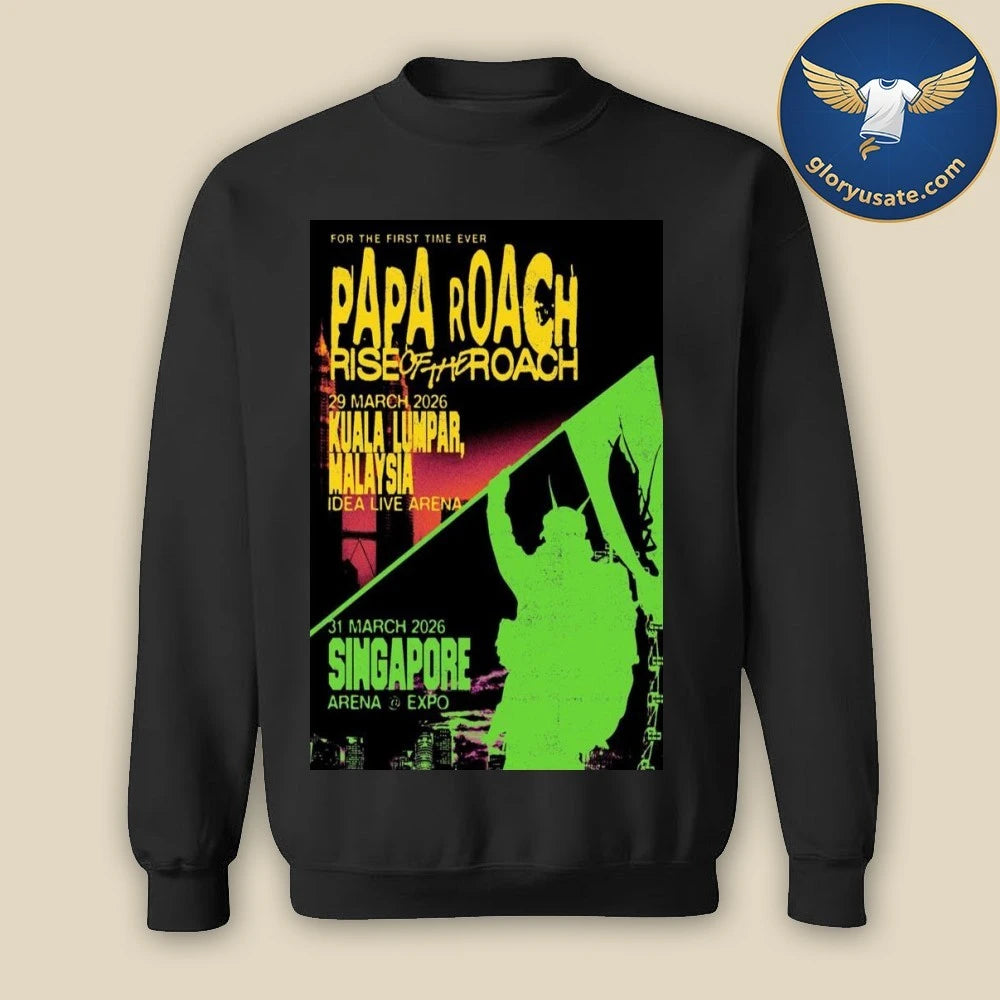 Papa Roach Malaysia &amp; Singapore March 29 &amp; 31 2026 Concert Poster Shirt