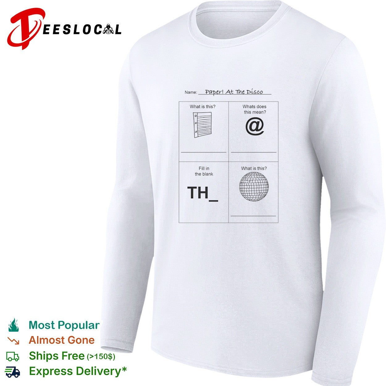 Paper at the disco educational worksheet parody shirt