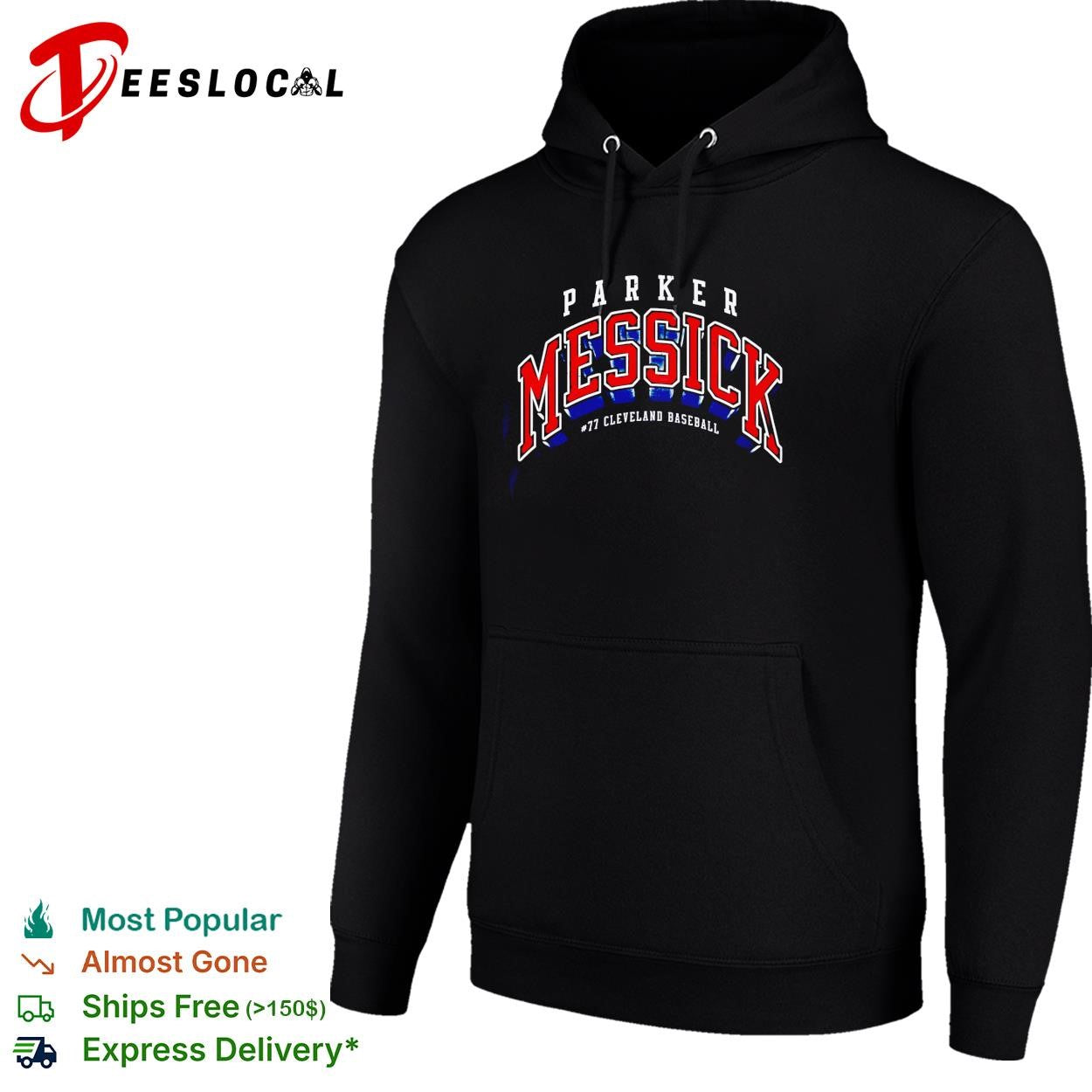 Parker Messick 77 Cleveland Guardians MLB arch logo shirt