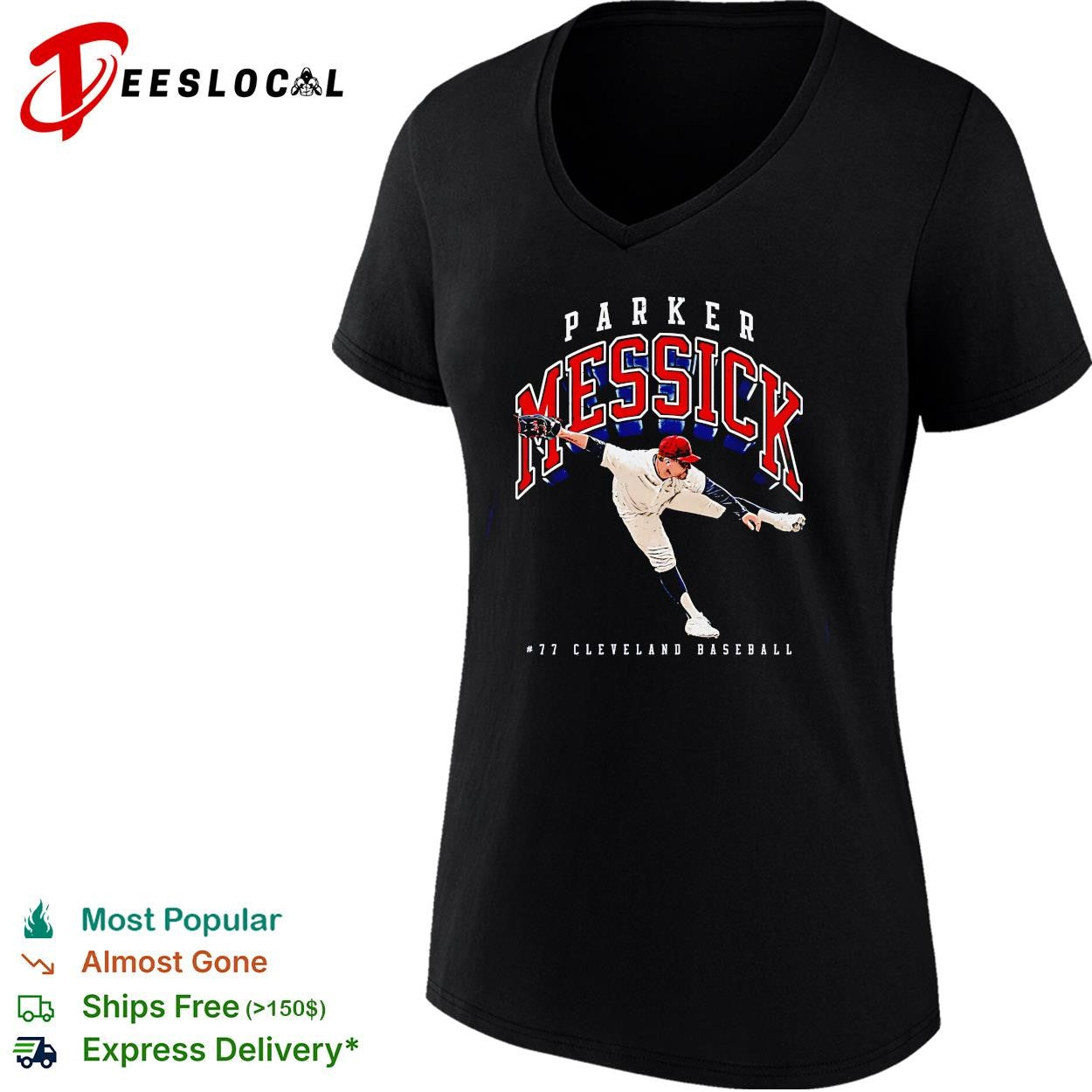 Parker Messick 77 Cleveland Guardians MLB pitching graphic shirt