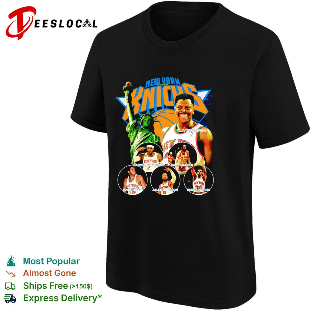 Patrick Ewing Carmelo Anthony Walt Frazier Willis Reed Jalen Brunson Bernard King New York Knicks shirt