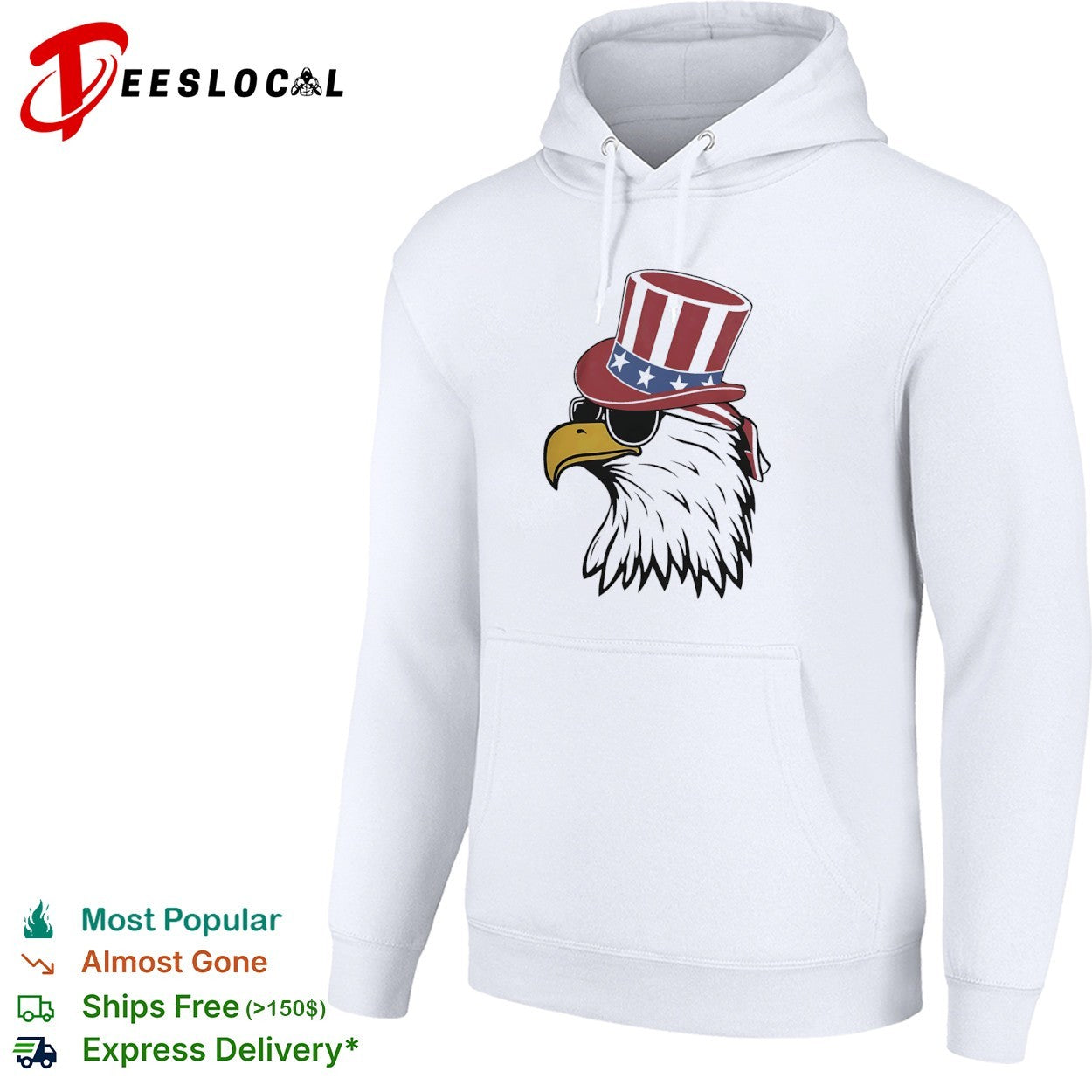Patriotic American eagle with Uncle Sam hat and sunglasses shirt