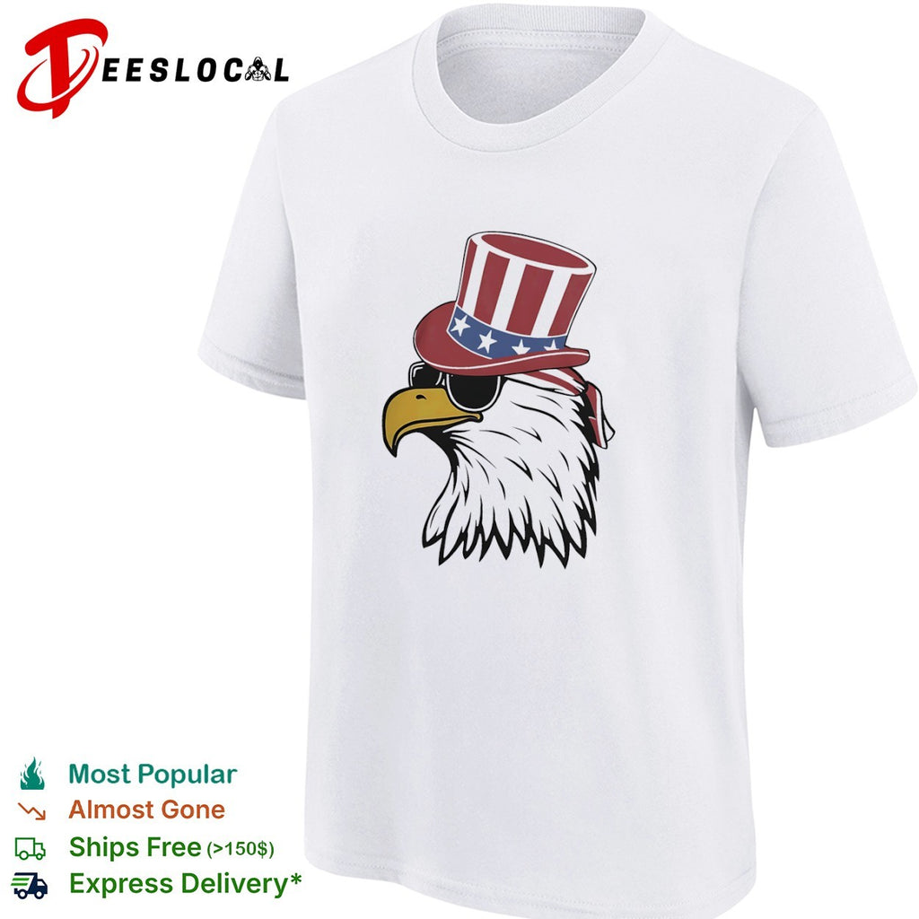 Patriotic American eagle with Uncle Sam hat and sunglasses shirt
