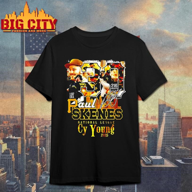 Paul Skenes Pittsburgh Pirates 2025 National League Cy Young signature shirt