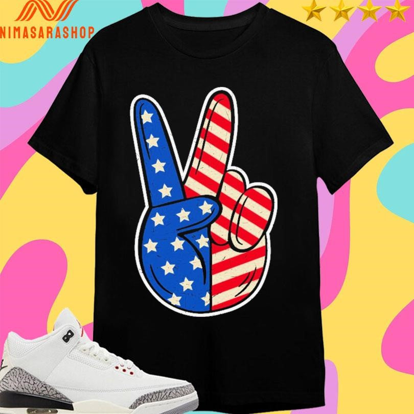 Peace Sign American Flag Shirts