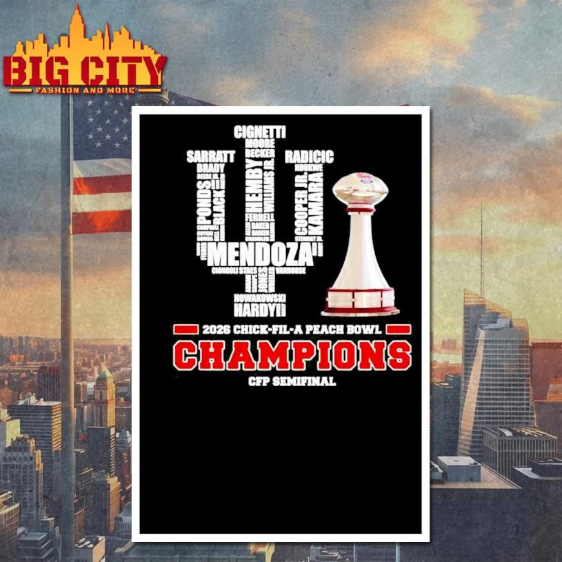 Peach Bowl Champions 2026 Indiana football trophy Shirt