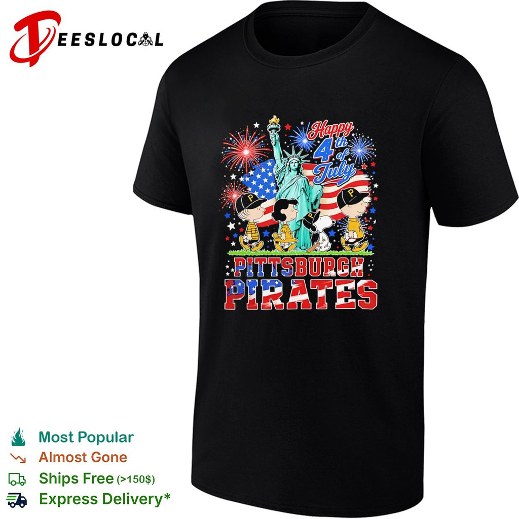 Peanuts Characters Pittsburgh Pirates Happy 4th of July Statue of Liberty shirt