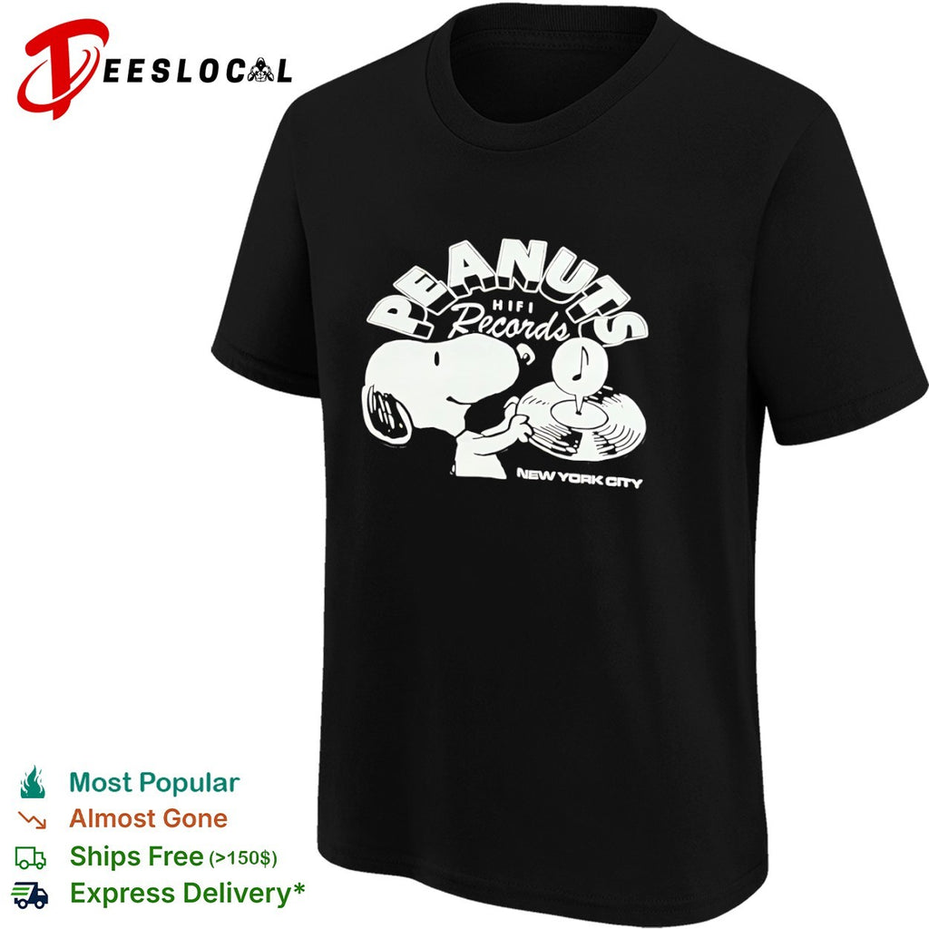 Peanuts HiFi Records New York City Snoopy Music Vinyl shirt