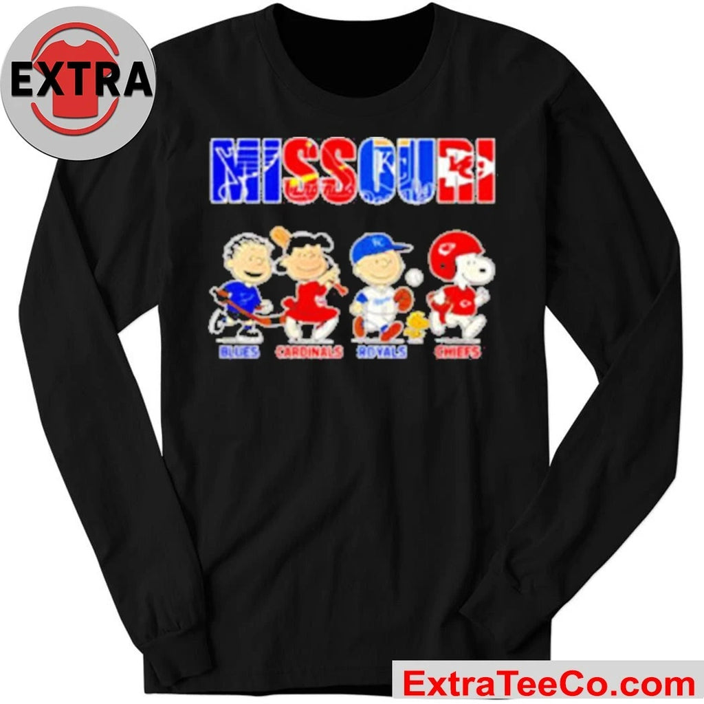 Peanuts Missouri Sports Teams x Blues, Cardinals, Royals and Chiefs Shirt