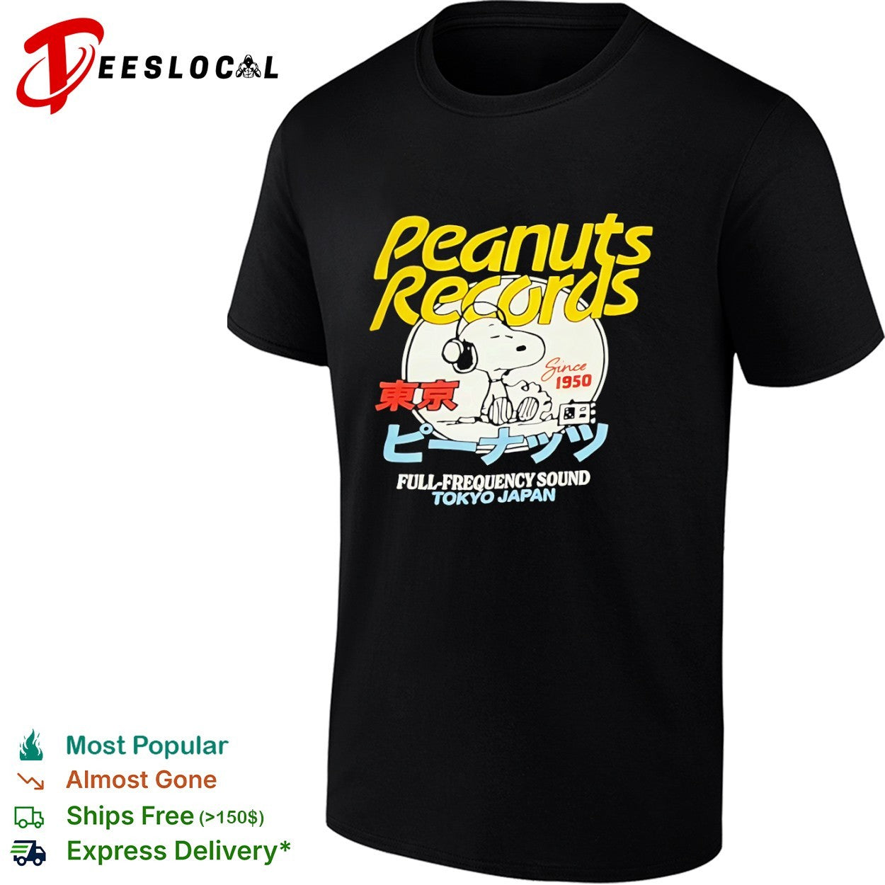 Peanuts Records Snoopy Tokyo Japan Full Frequency Sound Since 1950 shirt