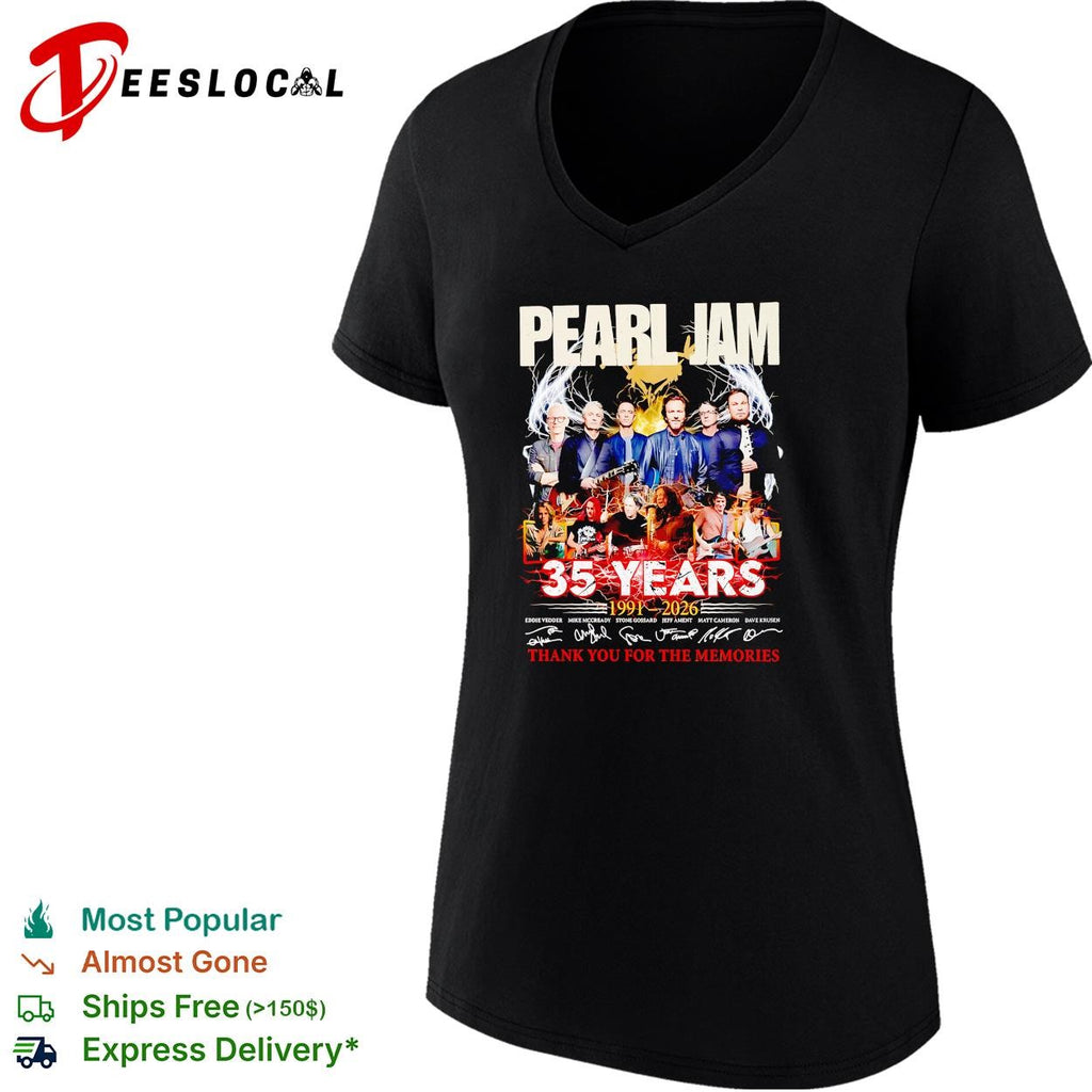Pearl Jam 35 years 1991 2026 thank you for the memories anniversary shirt