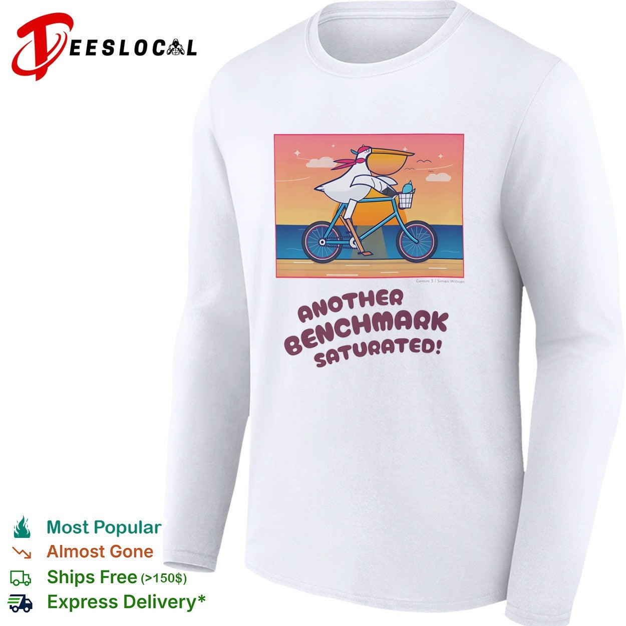 Pelican Riding Bicycle Another Benchmark Saturated Funny Tech Meme Shirt