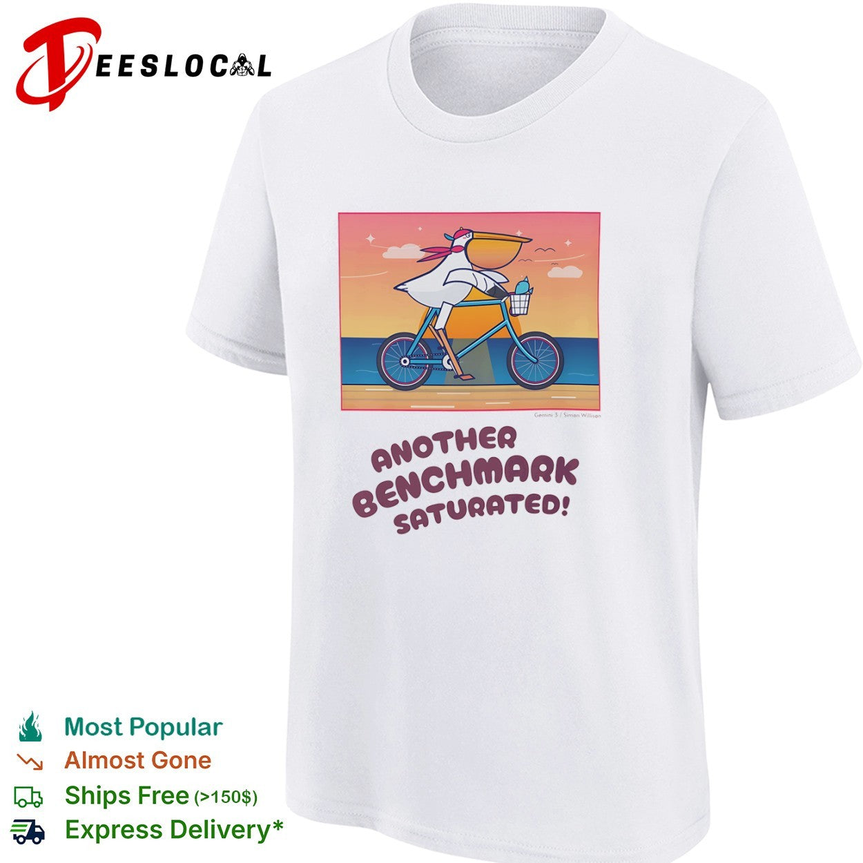 Pelican Riding Bicycle Another Benchmark Saturated Funny Tech Meme Shirt