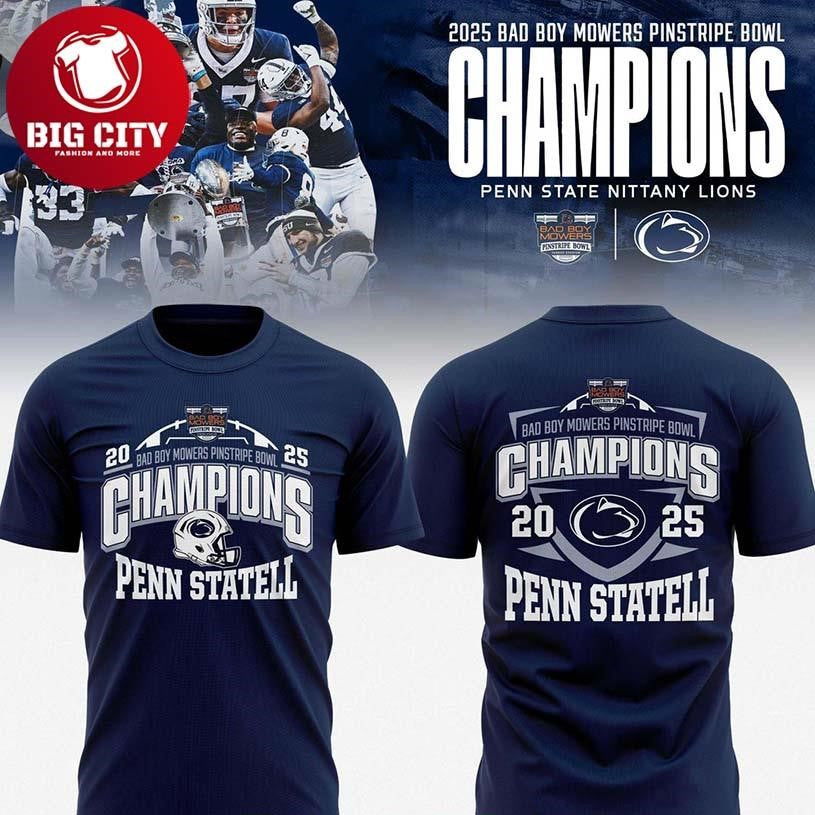Penn State Nittany Lions 2025 Bad Boy Mowers Pinstripe Bowl Champs Hoodie Two Sided Shirt
