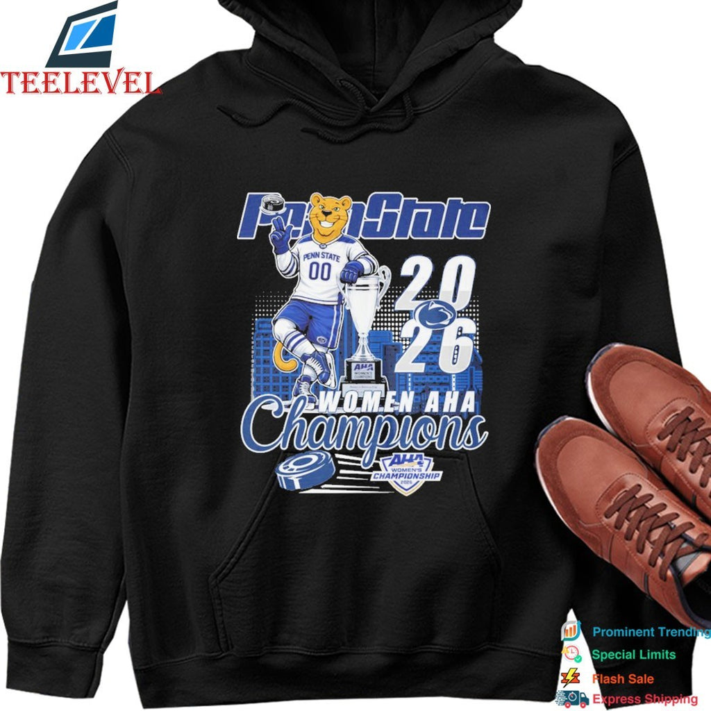 Penn State Nittany Lions Women’s Hockey AHA 2026 Champions Mascot Trophy T-shirts