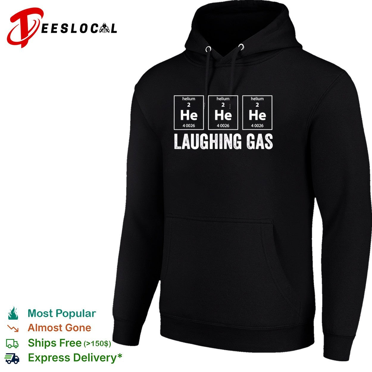 Periodic table helium 2 he 4 0026 laughing gas shirt