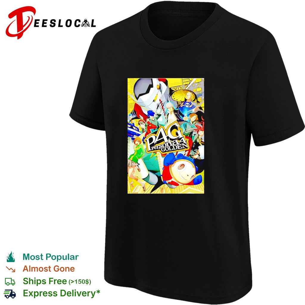 Persona 4 Golden Main Cast and Izanagi Character Art P4 Golden logo shirt