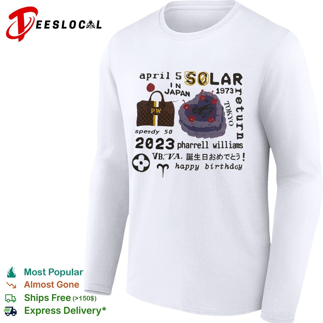 Pharrell Williams happy birthday April 5 Solar return Japan Tokyo heart cake duffle bag shirt