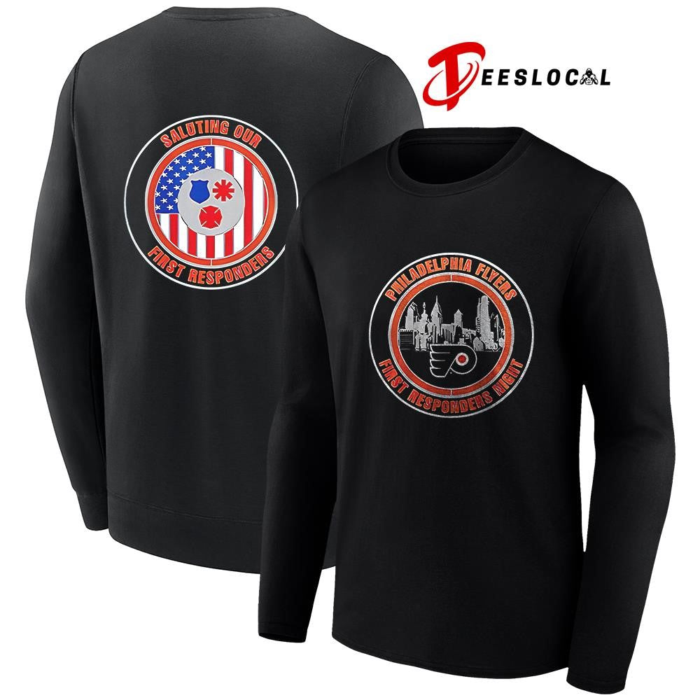 Philadelphia Flyers thank you firefighter saluting our first responders logo shirt