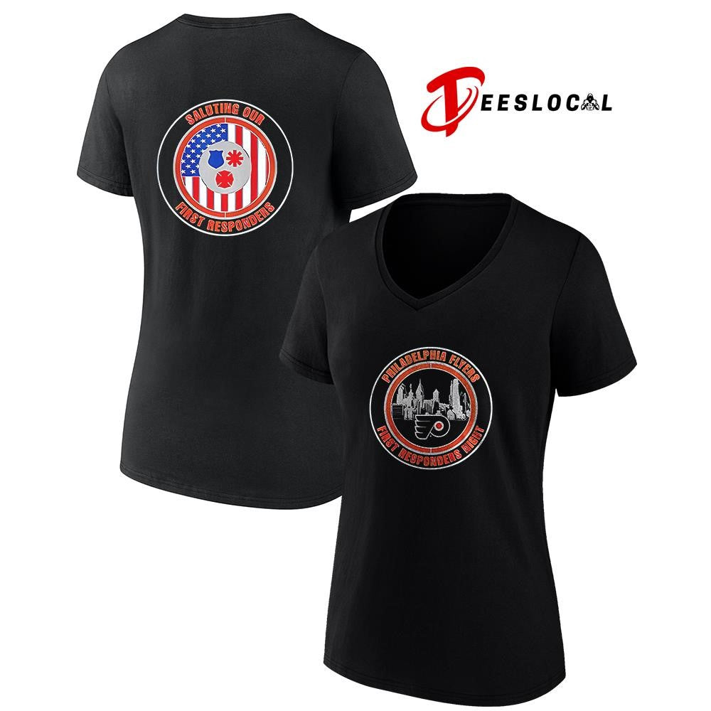 Philadelphia Flyers thank you firefighter saluting our first responders logo shirt