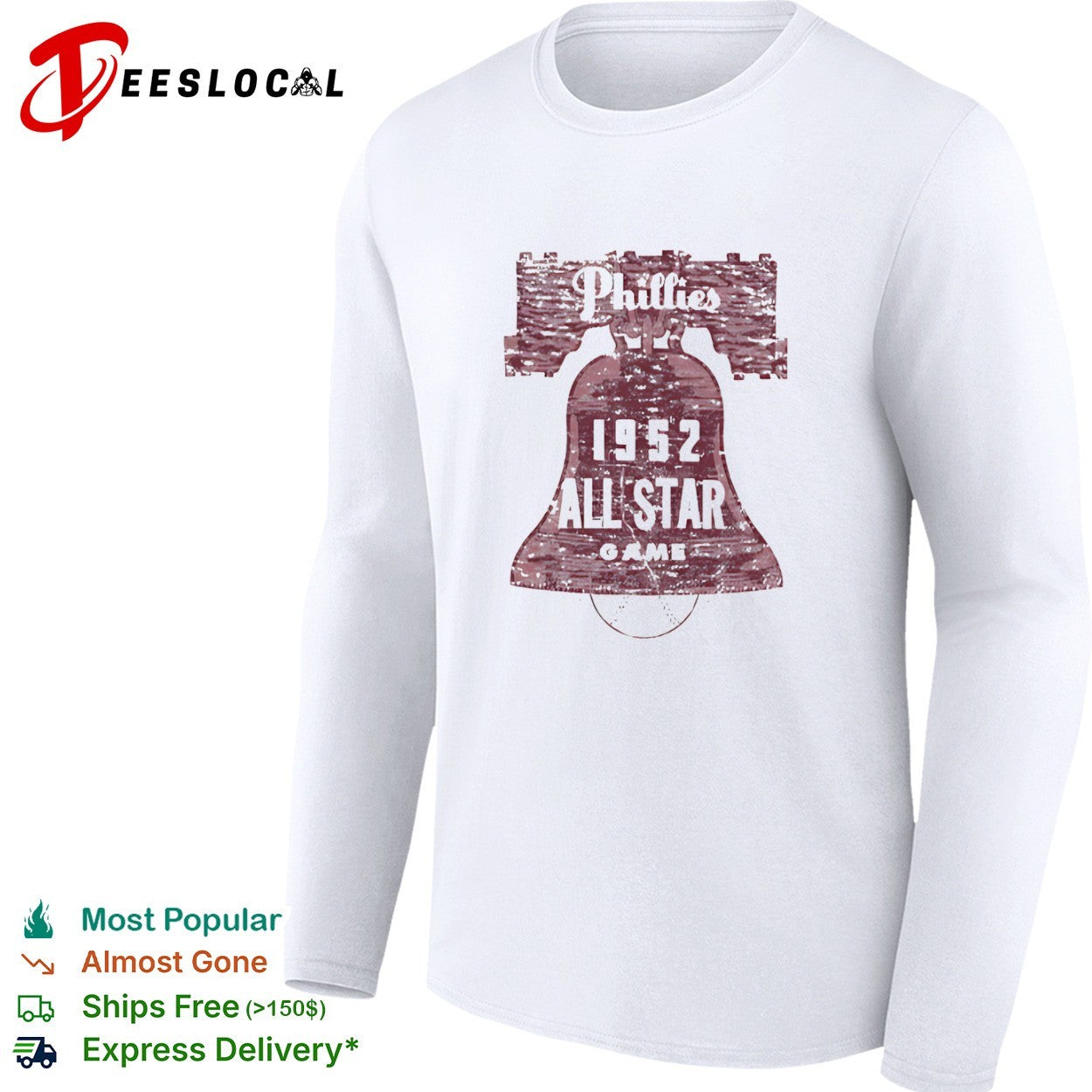 Philadelphia Phillies 1952 All Star Game Liberty Bell Major League Baseball MLB logo shirt