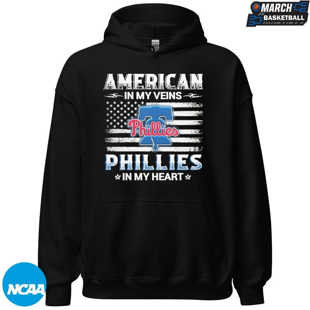 Philadelphia Phillies American In My Veins In My Heart Flag T-shirts