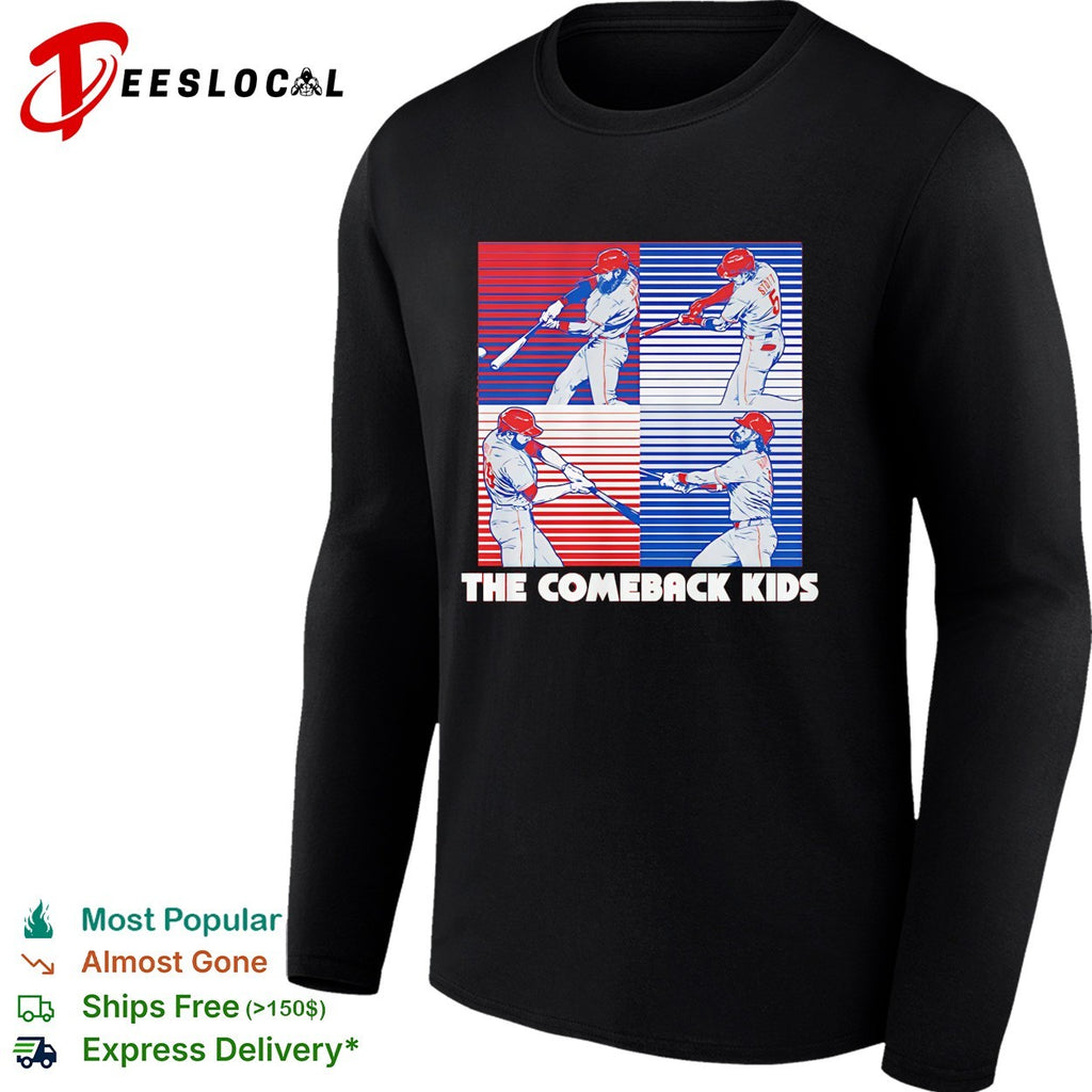 Philadelphia Phillies baseball The Comeback Kids players with slugger swing shirt