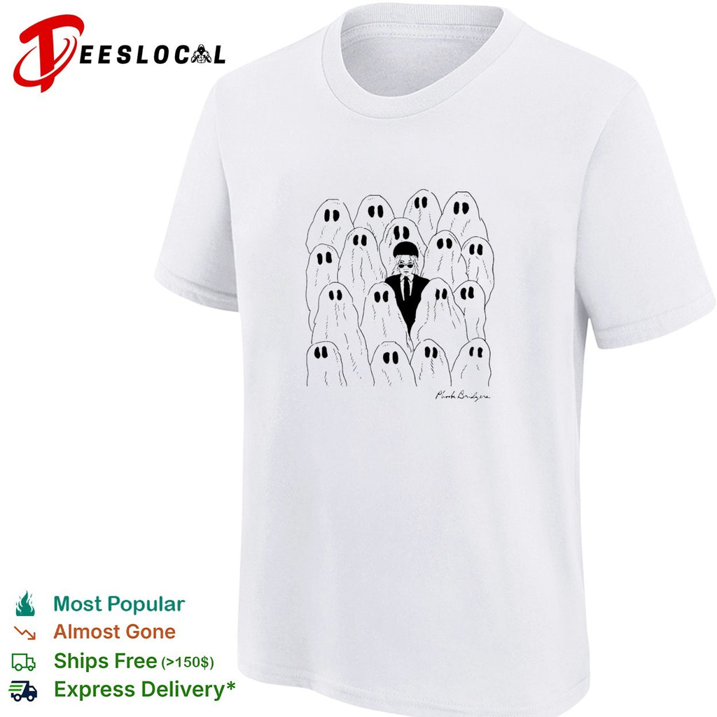 Phoebe Bridgers standning next to ghosts shirt