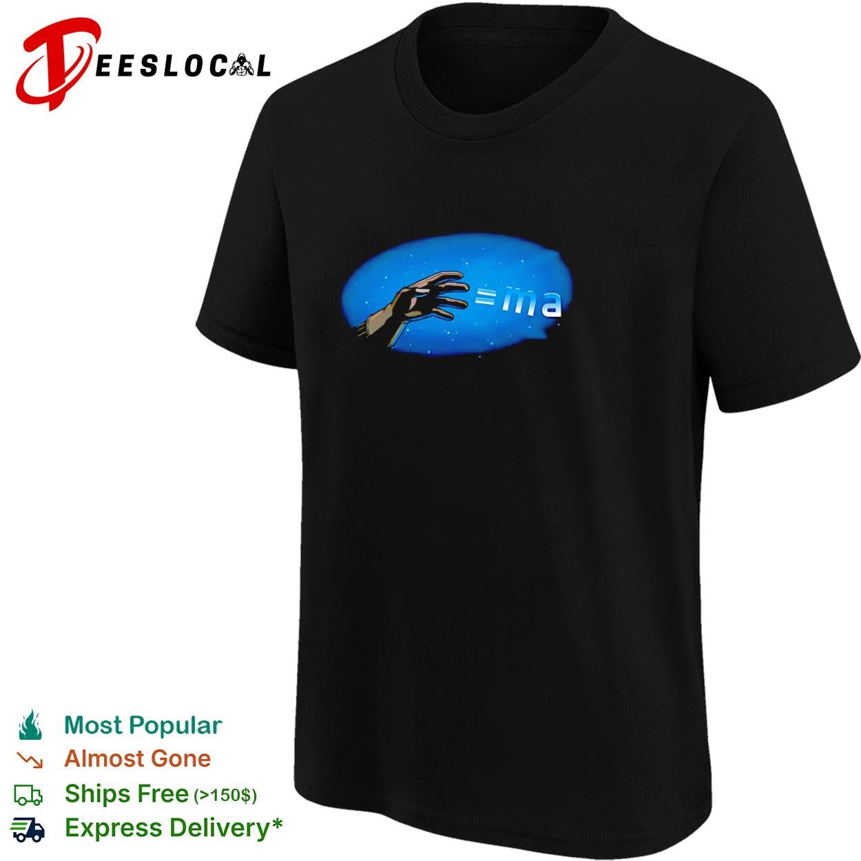 Physics force equation hand space ma shirt