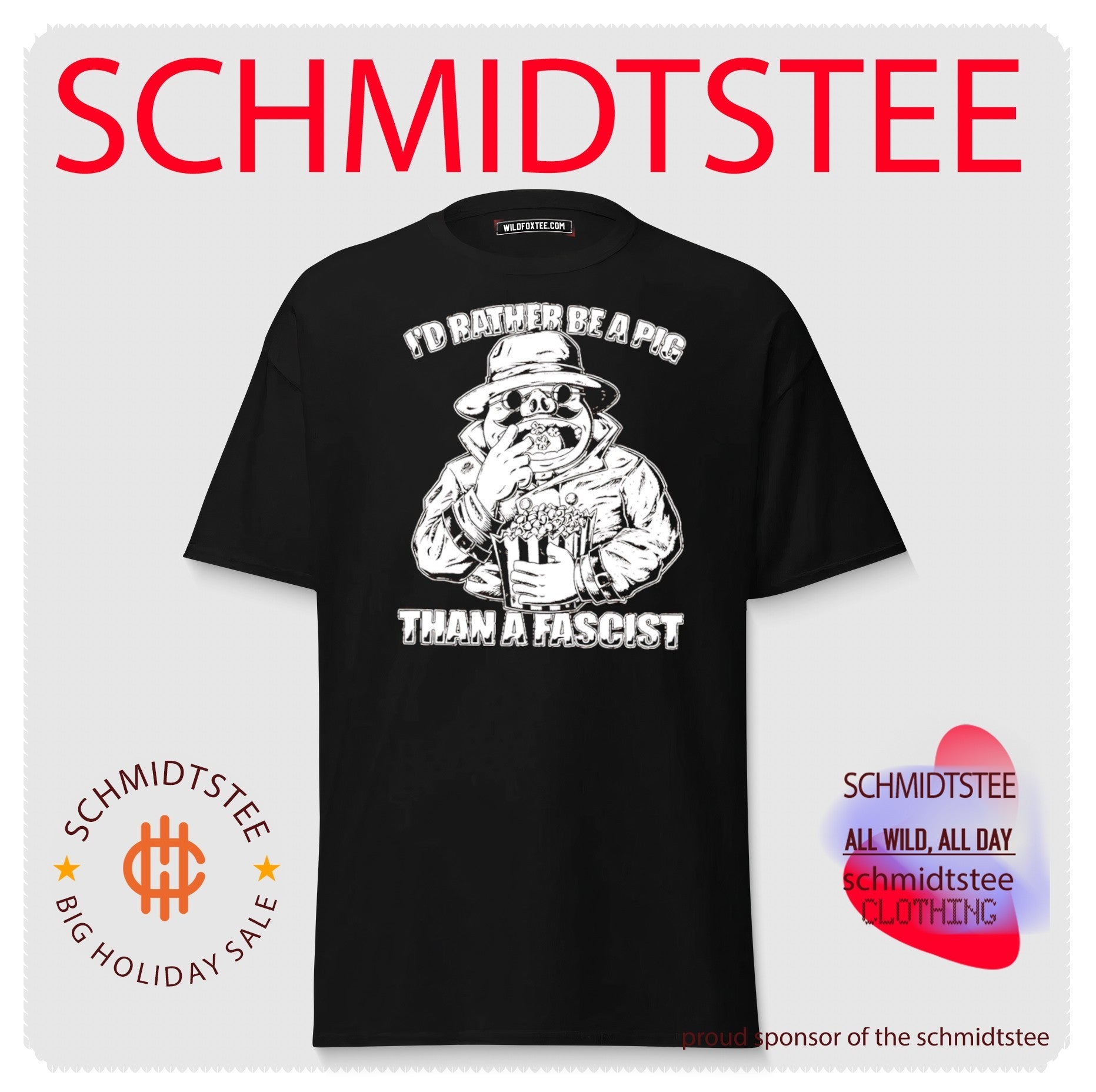 Pig Eating Popcorn I’d Rather Be a Pig Than a Fascist shirt