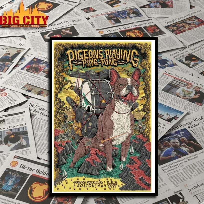 Pigeons Playing Ping Pong 24-26 Oct 2025 Paradise Rock Club in Boston, MA Poster shirt
