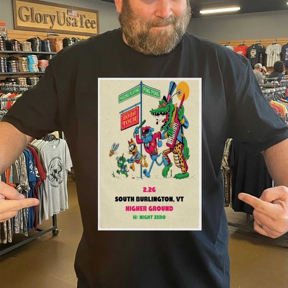 Pigeons Playing Ping Pong Feb 26 2026 Poster South Burlington Shirt