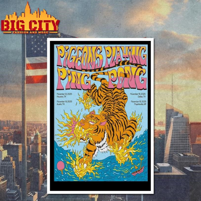 Pigeons Playing Ping Pong Nov 12-15 2025 Texas And Nov 16 2025 Arkansas Poster Shirt